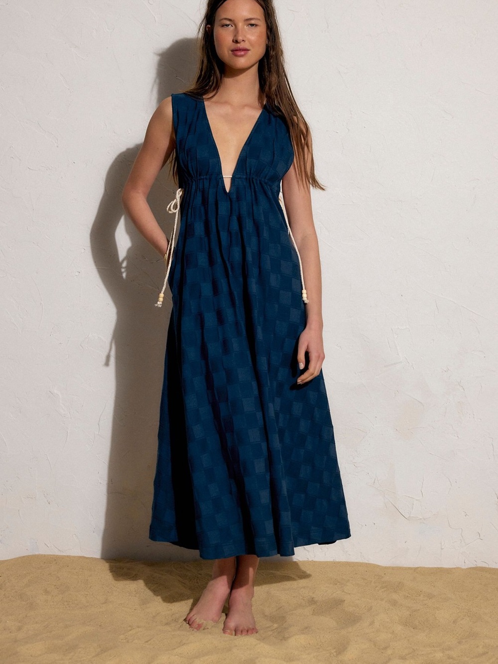 Free People Tidebreaker Midi Dress in Poseidon NWOT